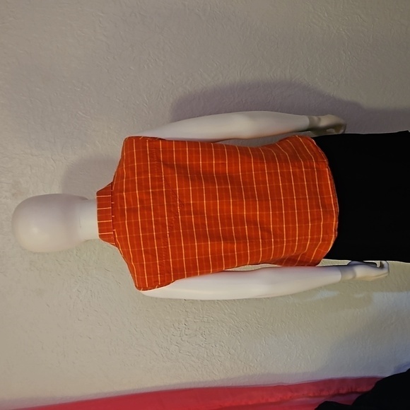 VTG ROPER 1980s Orange Plaid Sleeveless Cropped Button Down Rodeo Shirt - Picture 4 of 6